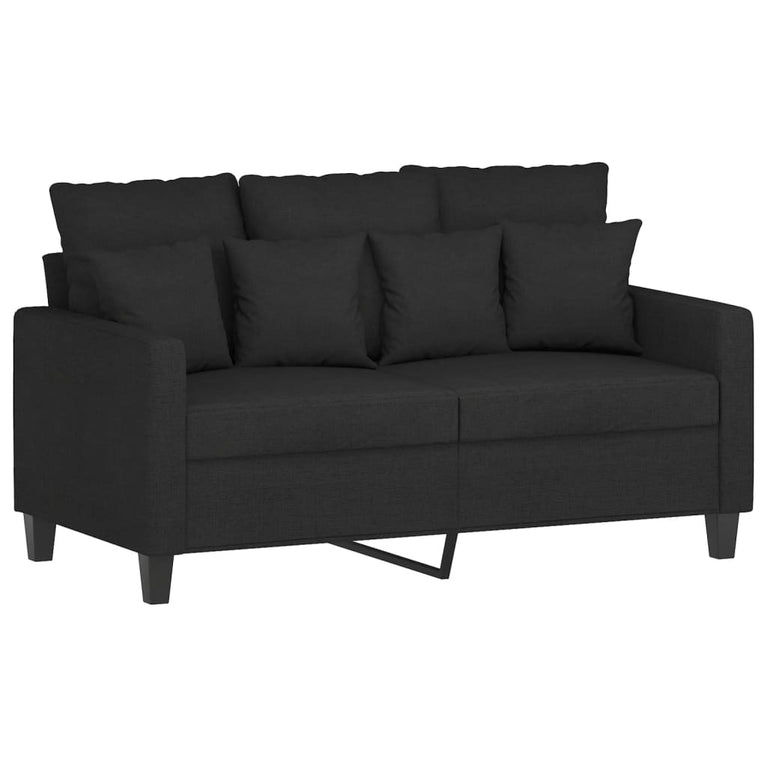 2-delige loungeset met kussens stof zwart