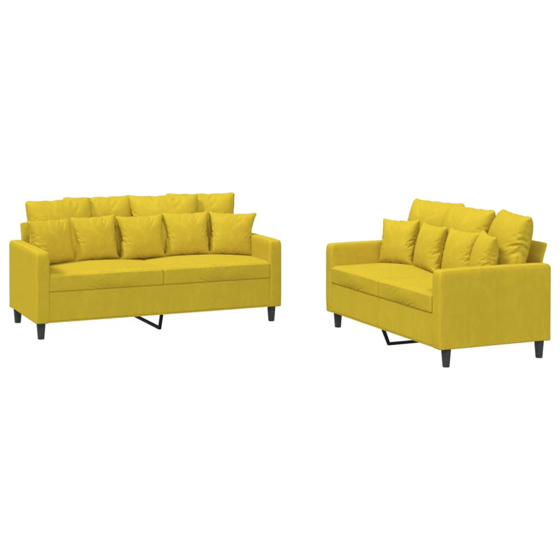 2-delige Loungeset met kussens fluweel geel