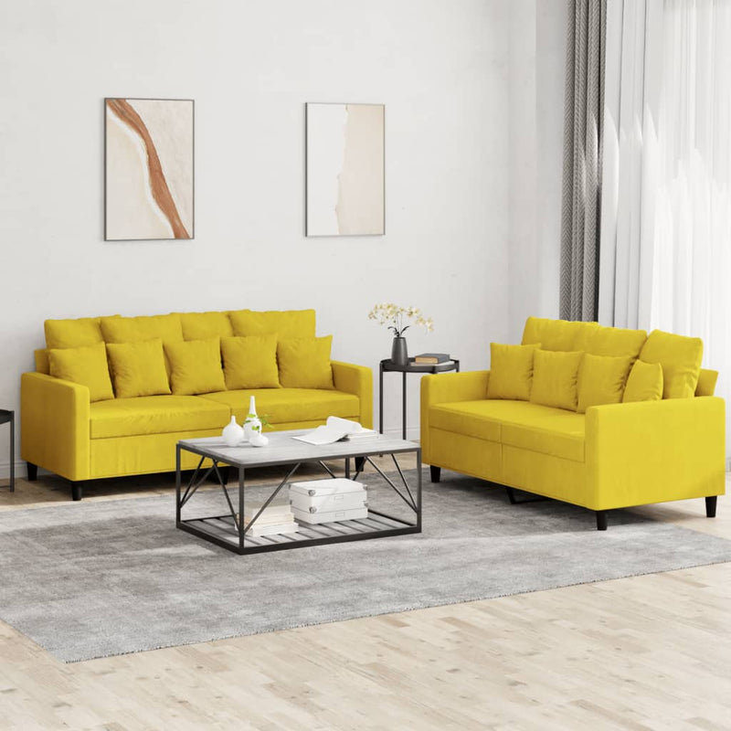 2-delige Loungeset met kussens fluweel geel