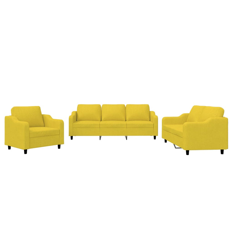 3-delige Loungeset met kussens stof lichtgeel