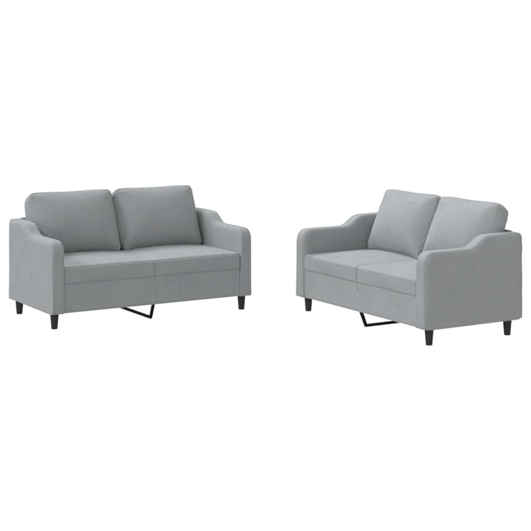 2-delige Loungeset met kussens stof lichtgrijs