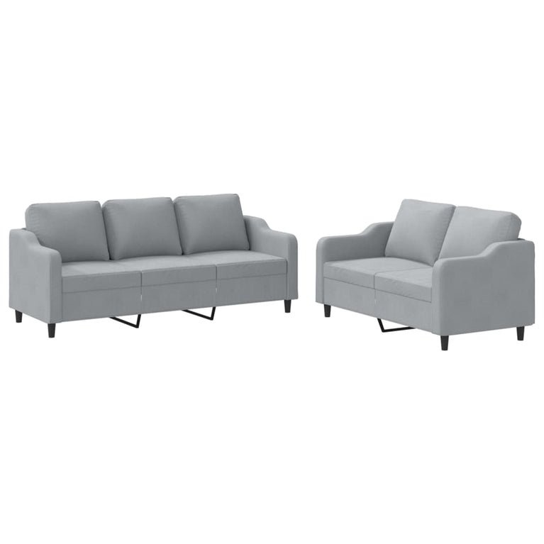 2-delige Loungeset met kussens stof lichtgrijs