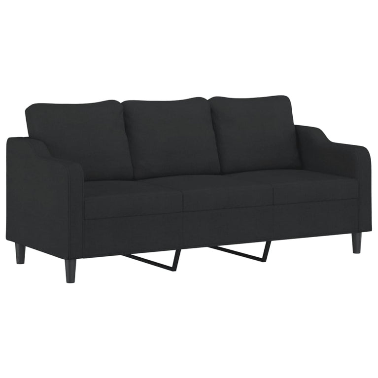 2-delige loungeset met kussens stof zwart