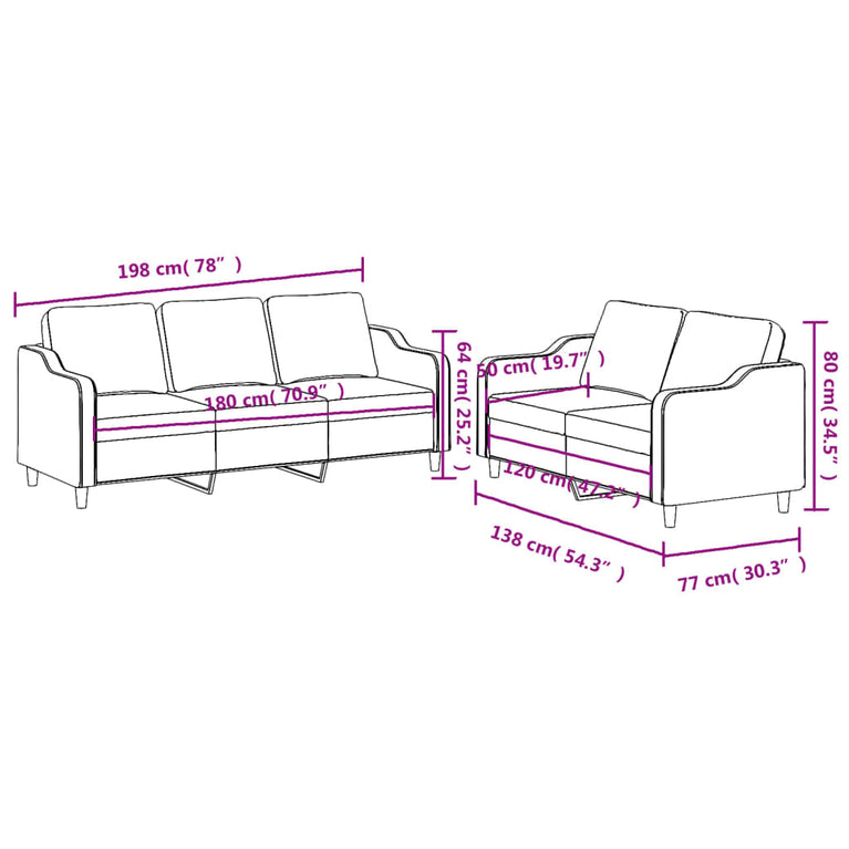 2-delige Loungeset met kussens stof wijnrood