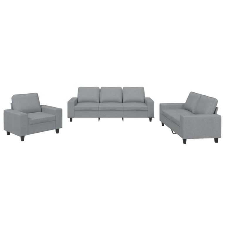3-delige Loungeset stof lichtgrijs