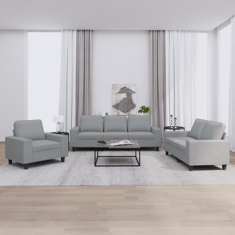 3-delige Loungeset stof lichtgrijs