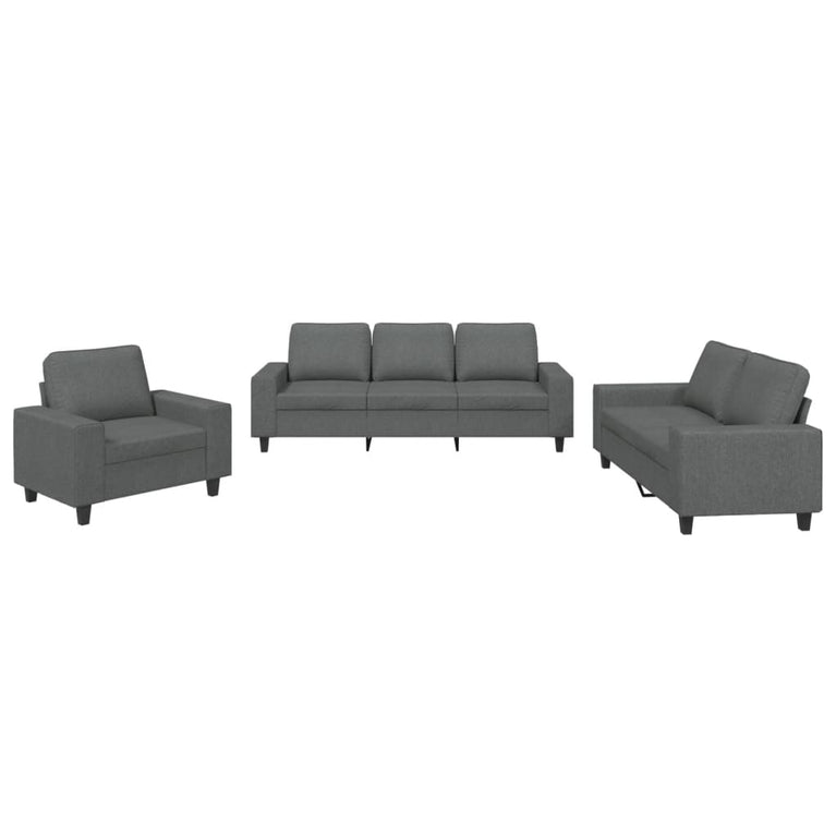 3-delige Loungeset stof donkergrijs