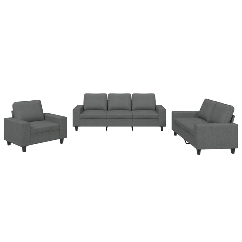 3-delige Loungeset stof donkergrijs