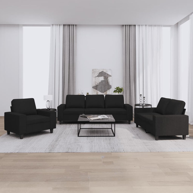 3-delige Loungeset stof zwart