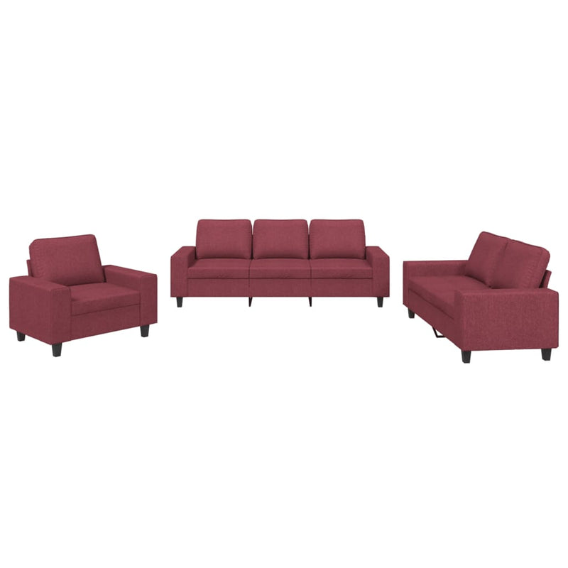 3-delige Loungeset stof wijnrood