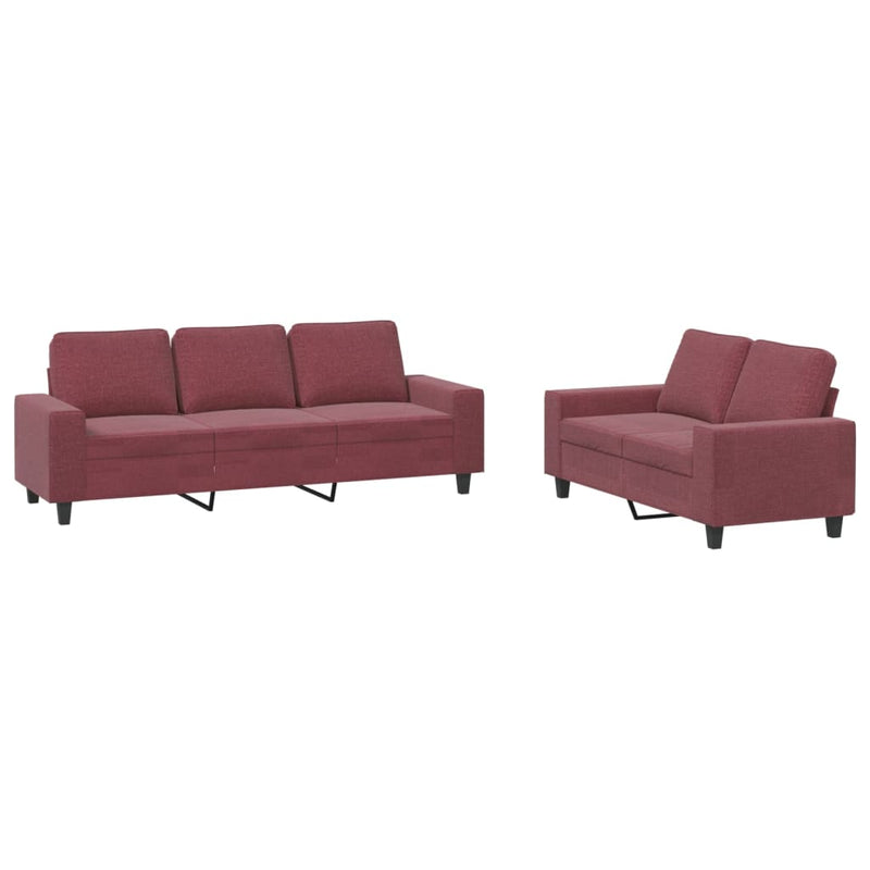 2-delige Loungeset stof wijnrood