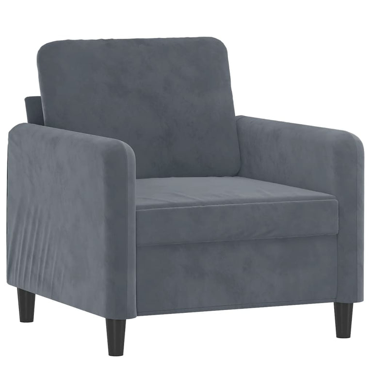 3-delige Loungeset fluweel donkergrijs