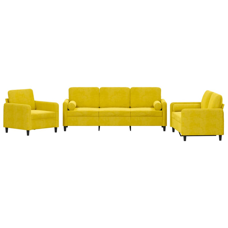 3-delige Loungeset met kussens fluweel geel