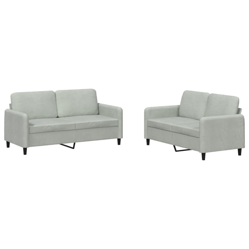2-delige Loungeset fluweel lichtgrijs