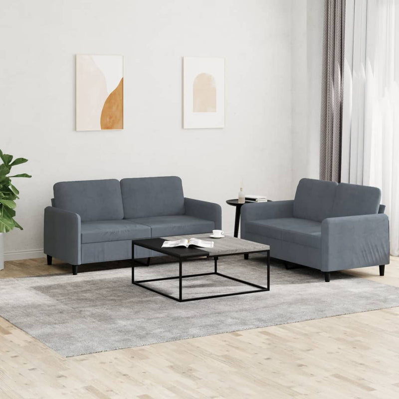 2-delige Loungeset fluweel donkergrijs