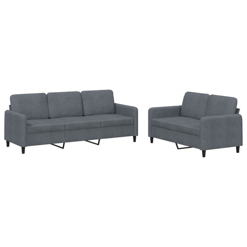 2-delige Loungeset fluweel donkergrijs