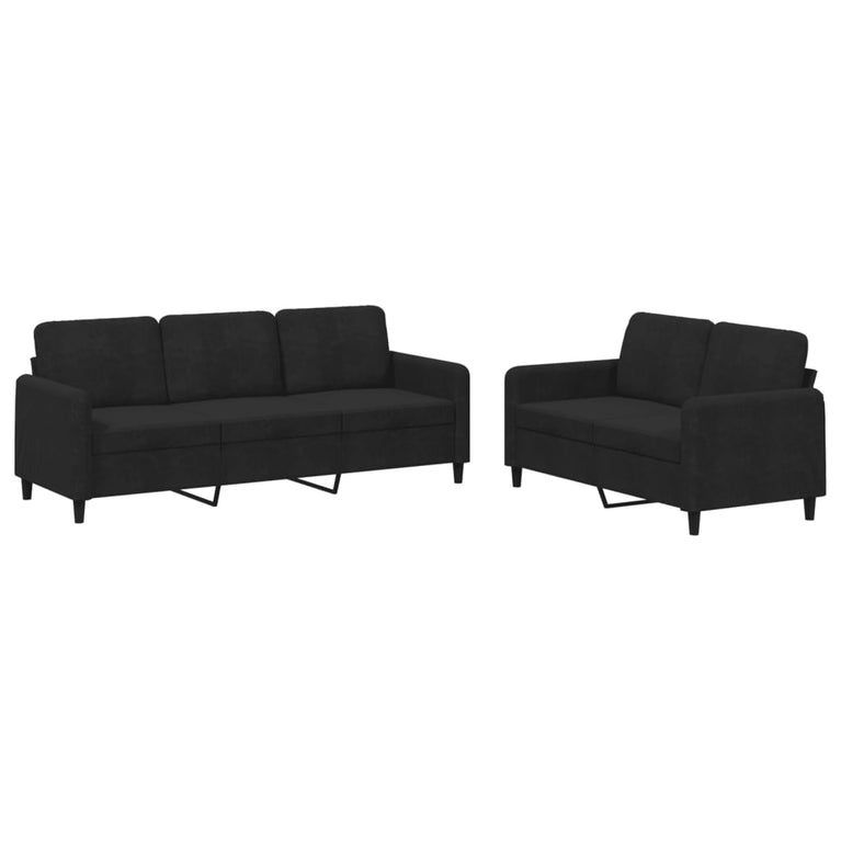 2-delige Loungeset fluweel zwart