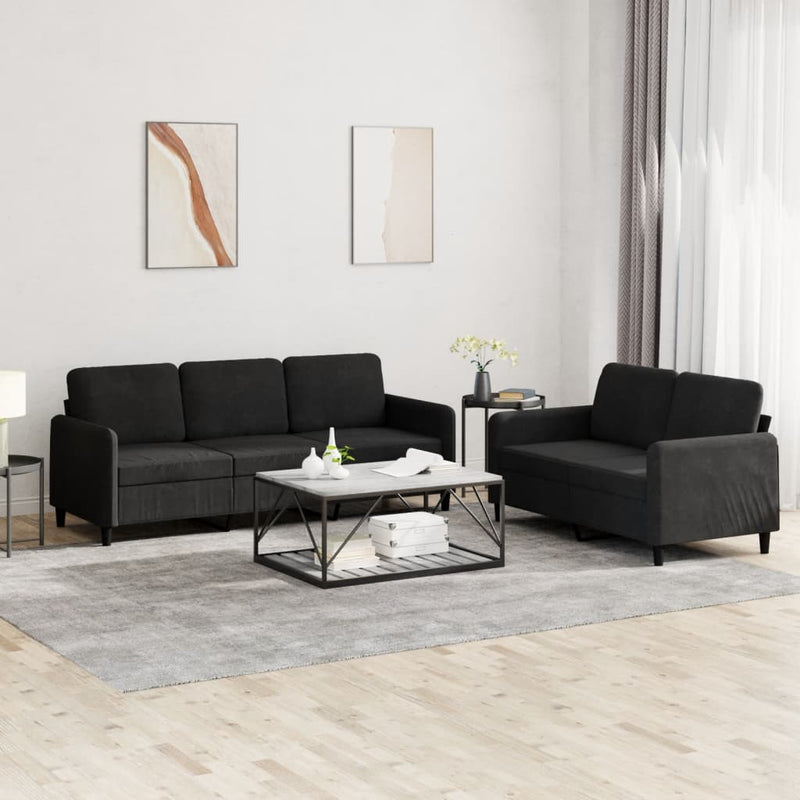 2-delige Loungeset fluweel zwart