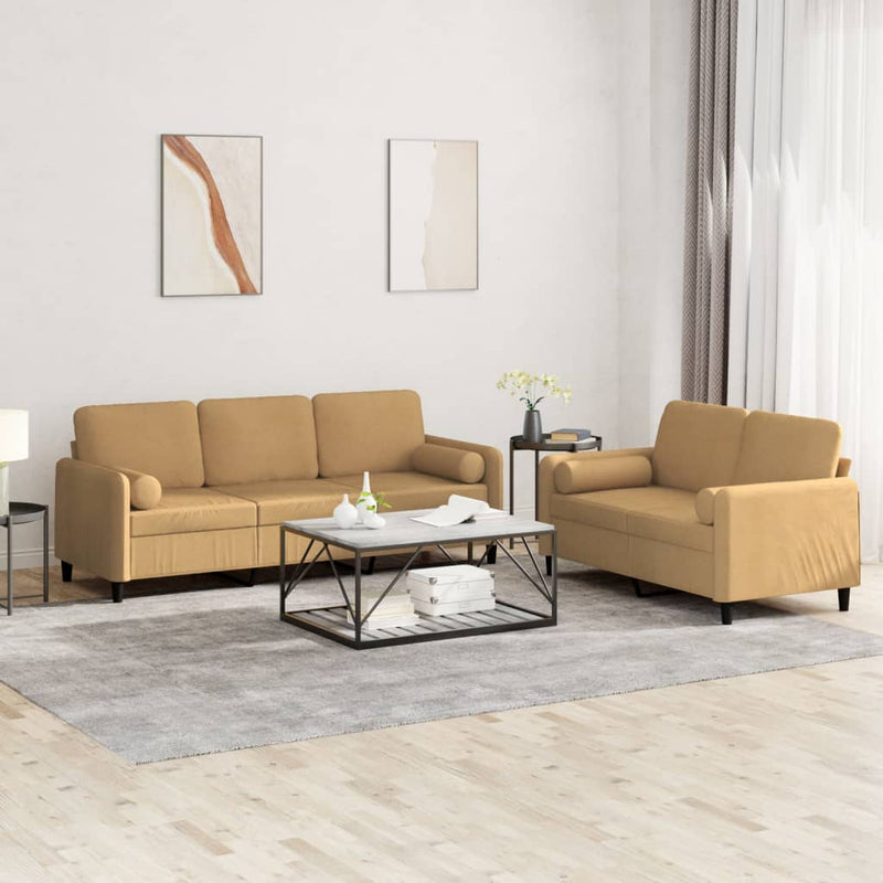 2-delige Loungeset met kussens fluweel bruin