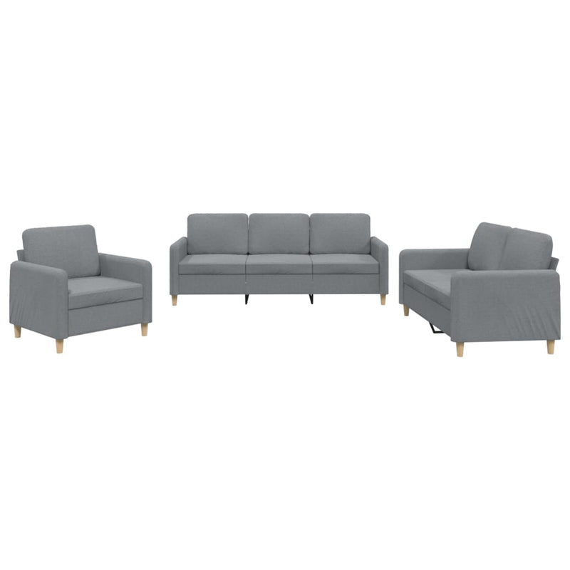 3-delige Loungeset met kussens stof lichtgrijs