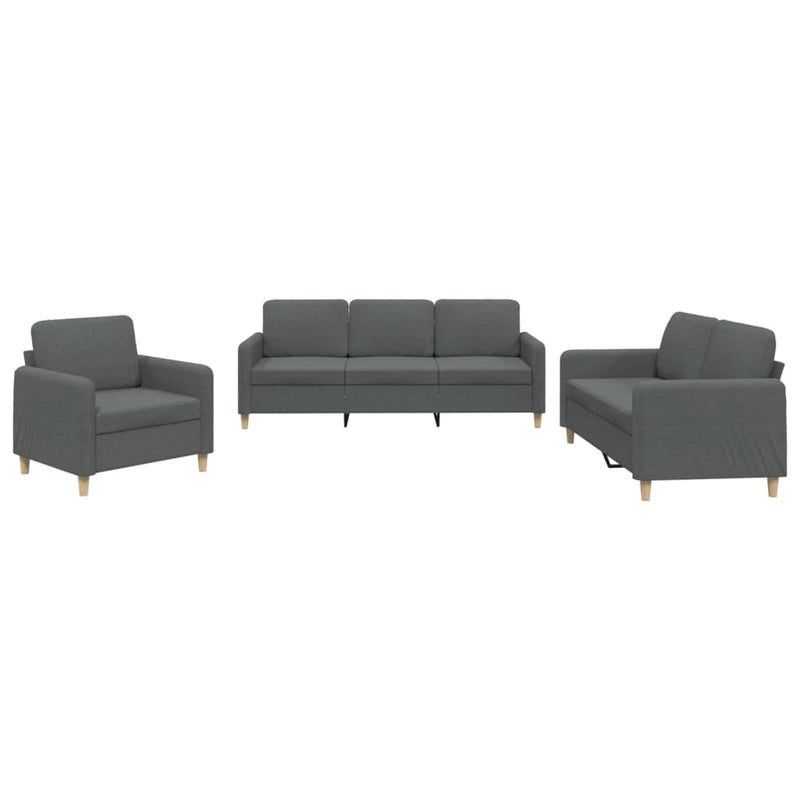 3-delige Loungeset met kussens stof donkergrijs