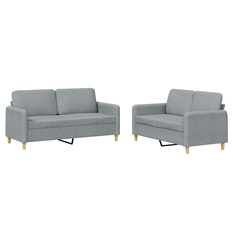 2-delige Loungeset met kussens stof lichtgrijs