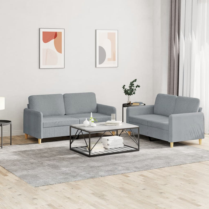 2-delige Loungeset met kussens stof lichtgrijs