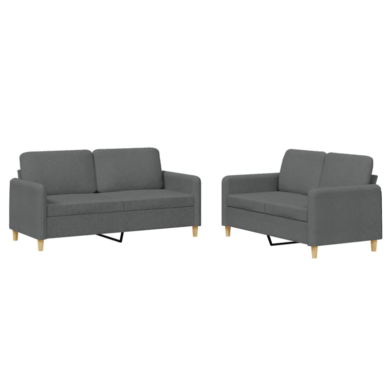 2-delige Loungeset met kussens stof donkergrijs