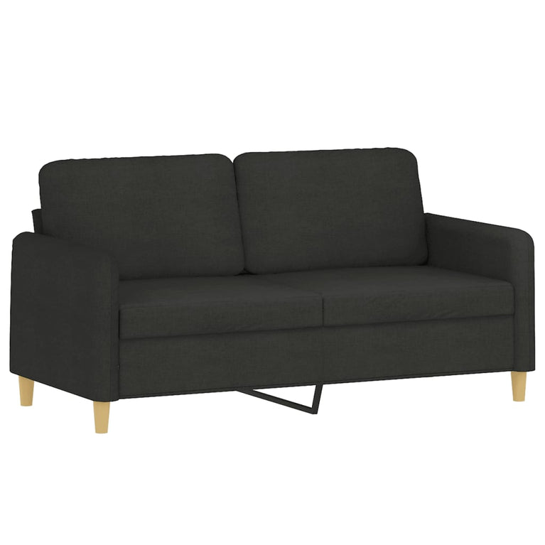 2-delige loungeset met kussens stof zwart