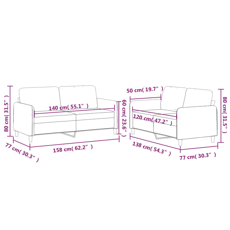 2-delige Loungeset met kussens stof wijnrood