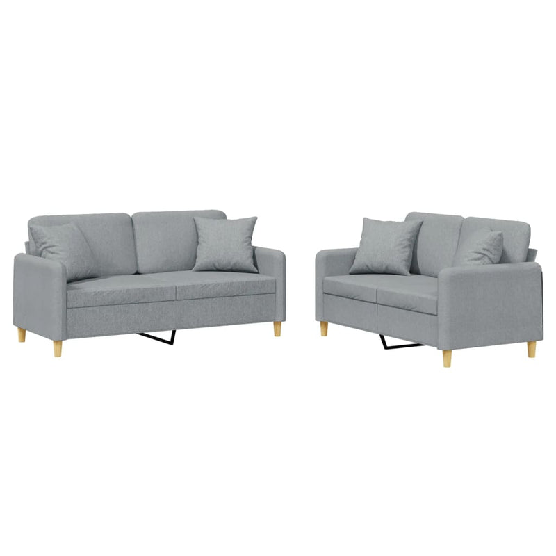 2-delige Loungeset met kussens stof lichtgrijs