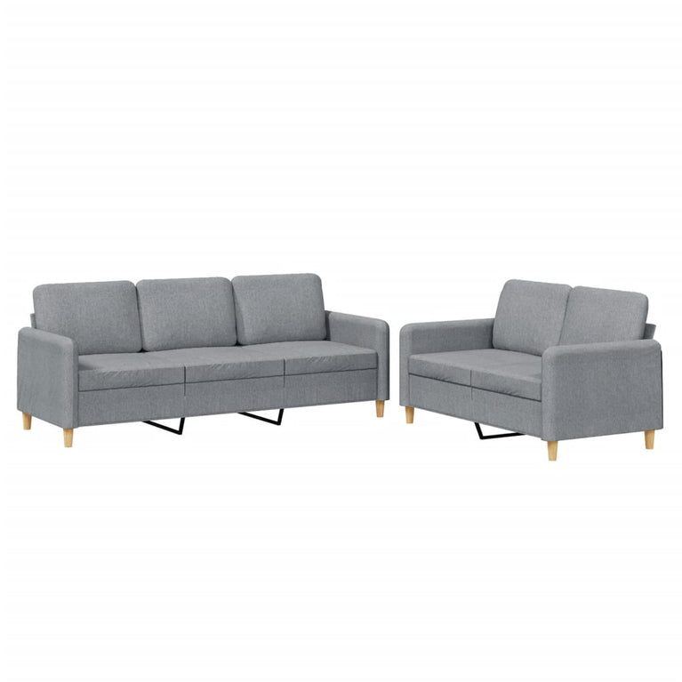 2-delige Loungeset met kussens stof lichtgrijs
