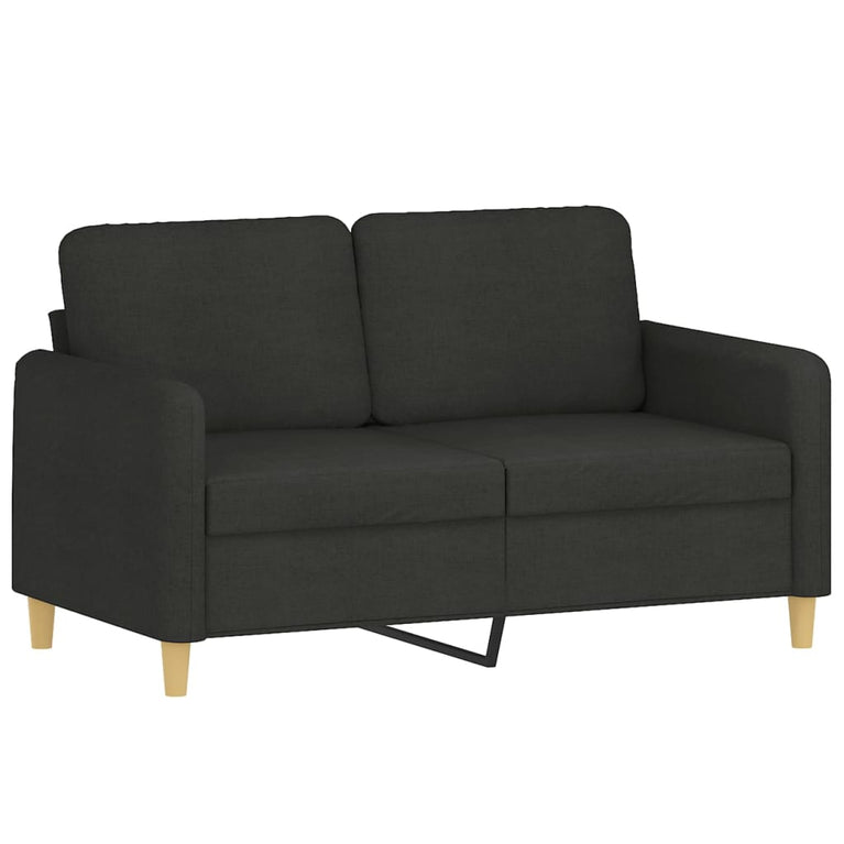 2-delige loungeset met kussens stof zwart