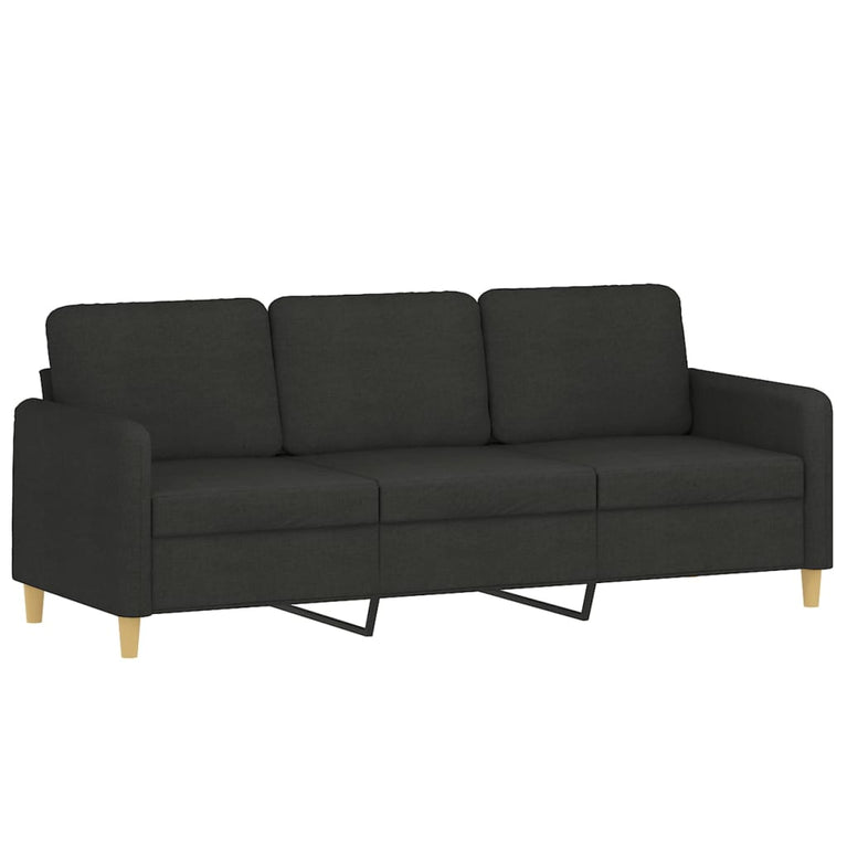 2-delige loungeset met kussens stof zwart