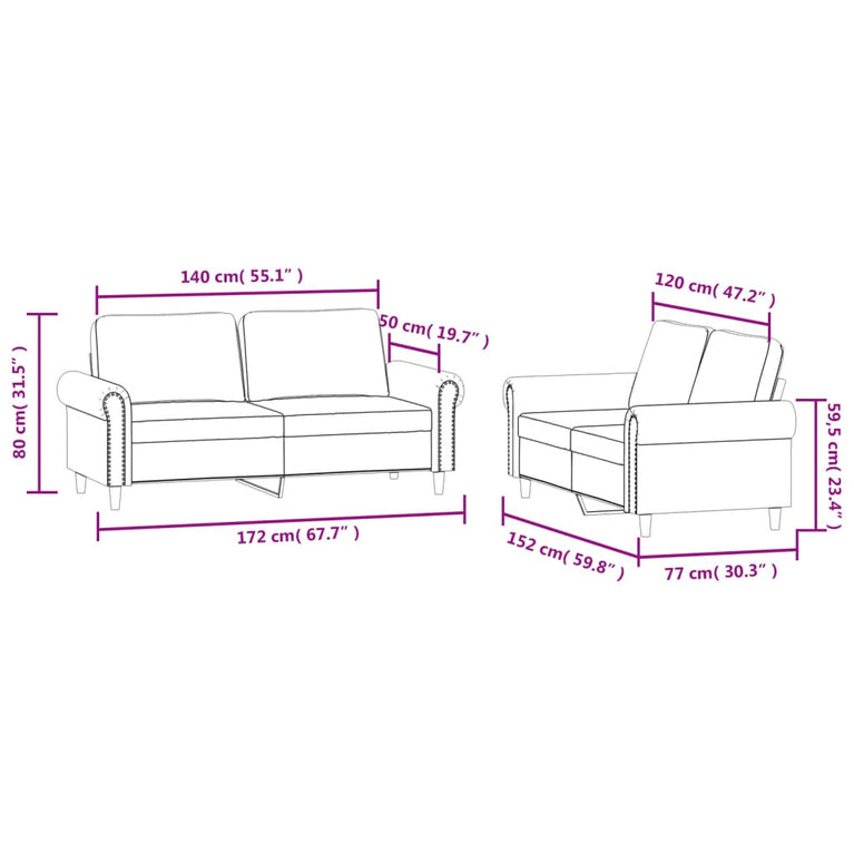 2-delige Loungeset met kussens fluweel donkergrijs