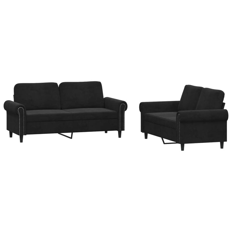 2-delige Loungeset met kussens fluweel zwart