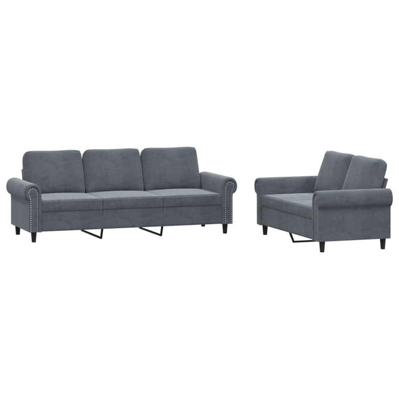 2-delige Loungeset met kussens fluweel donkergrijs