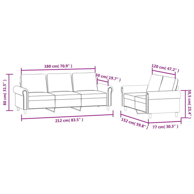 2-delige Loungeset met kussens fluweel donkergroen