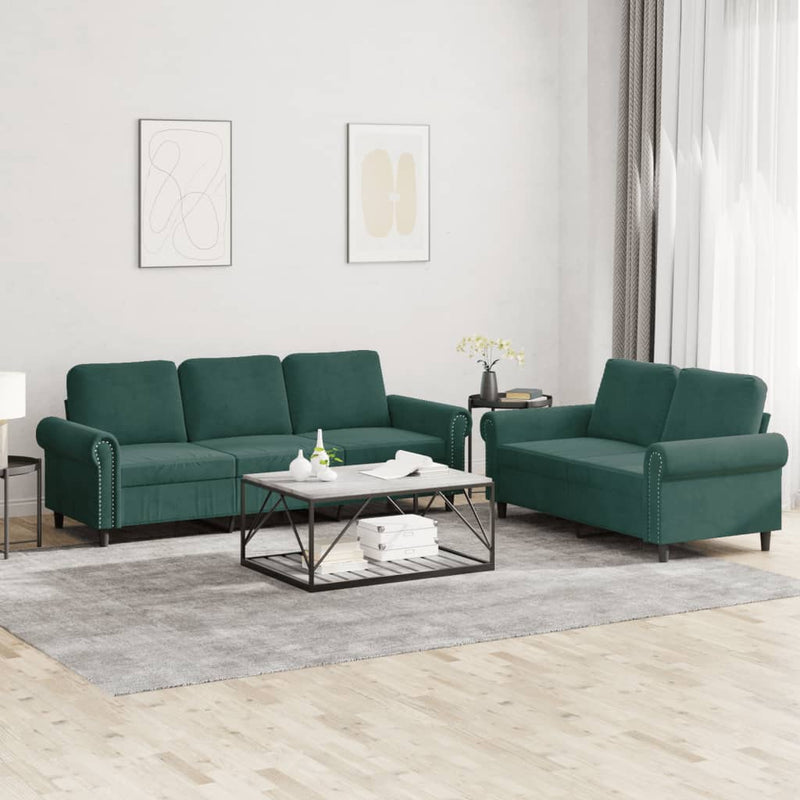 2-delige Loungeset met kussens fluweel donkergroen