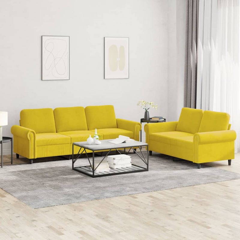 2-delige Loungeset met kussens fluweel geel