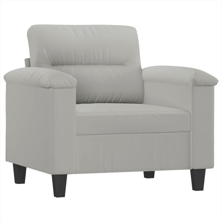 3-delige Loungeset met kussens microvezelstof lichtgrijs