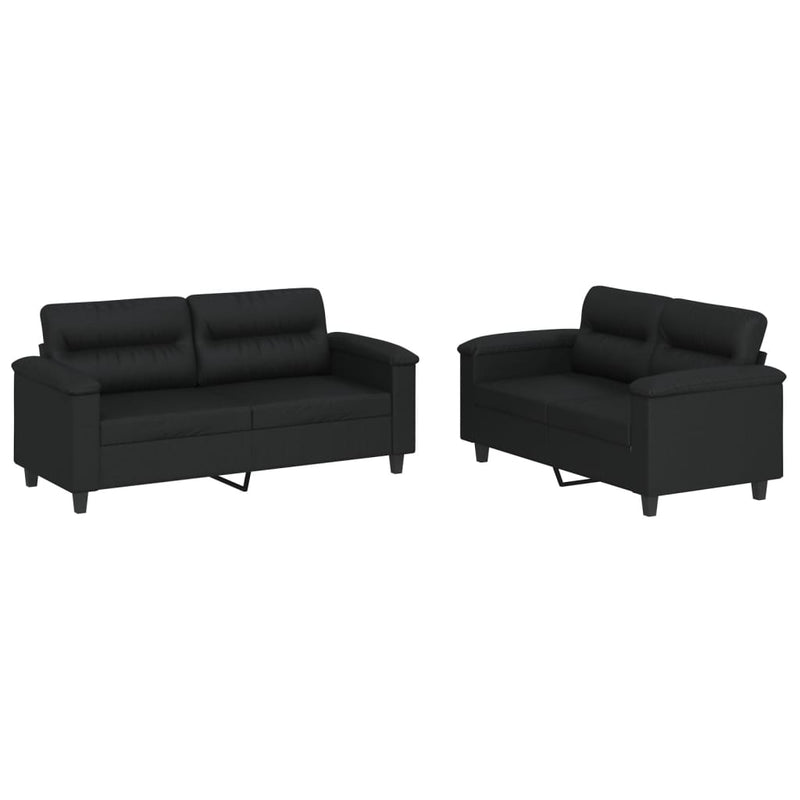 2-delige Loungeset met kussens kunstleer zwart