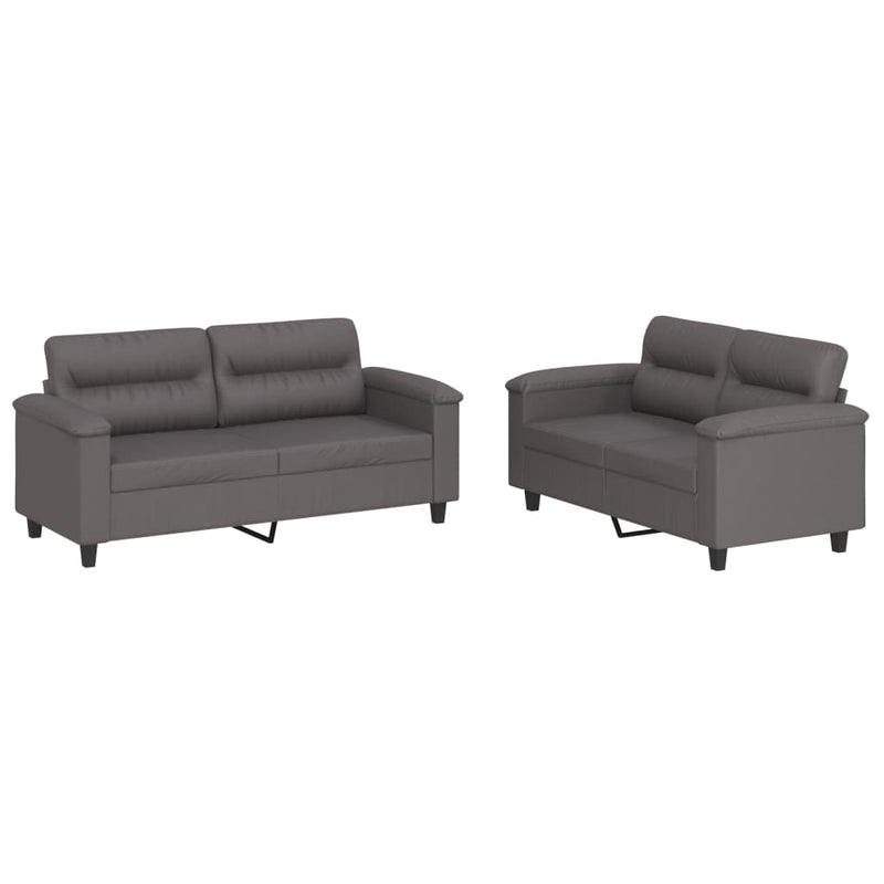 2-delige Loungeset met kussens kunstleer grijs