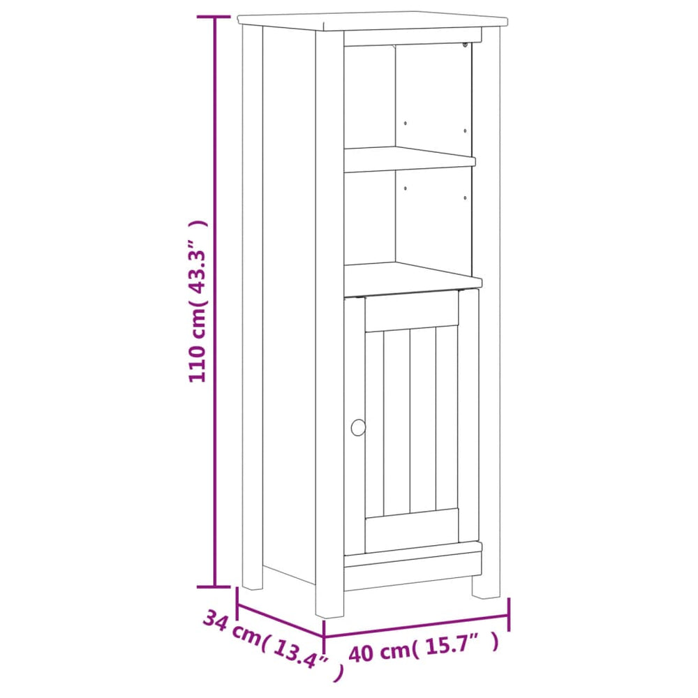 Badkamerkast BERG 40x34x110 cm massief grenenhout wit MeubelReus