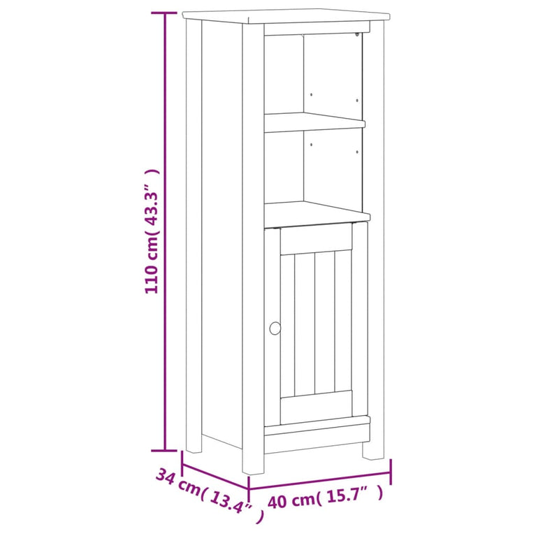 Badkamerkast BERG 40x34x110 cm massief grenenhout wit MeubelReus