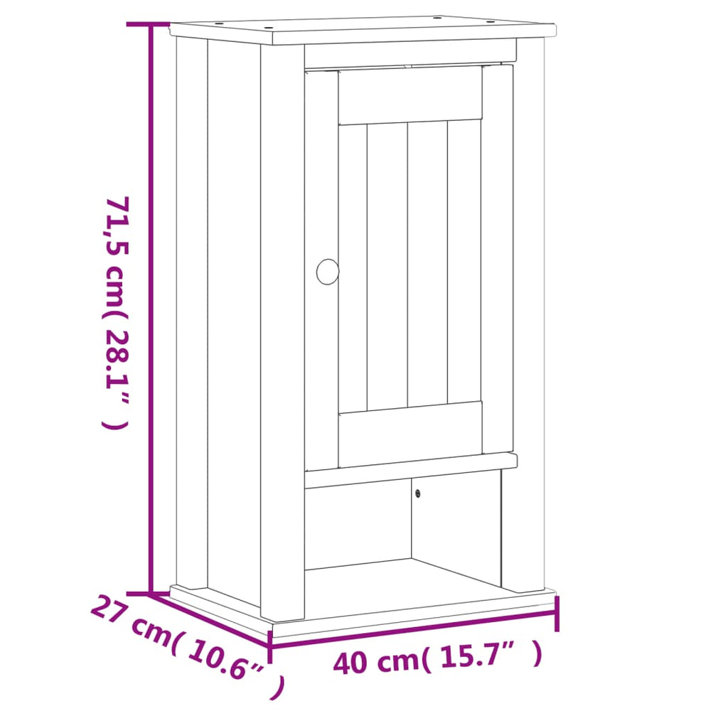 Badkamerkast BERG 40x27x71,5 cm massief grenenhout wit MeubelReus