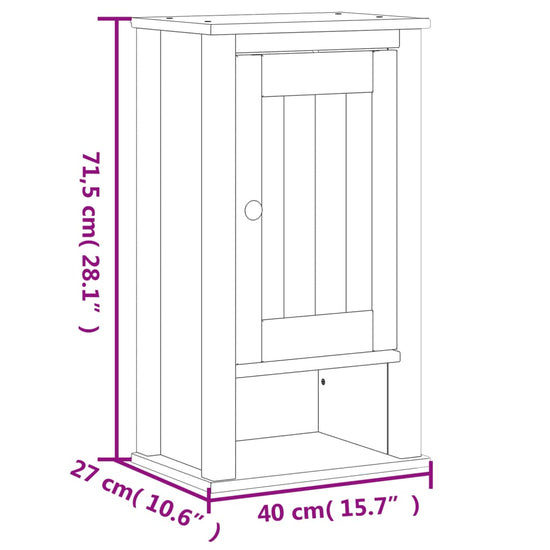 Badkamerkast BERG 40x27x71,5 cm massief grenenhout wit MeubelReus