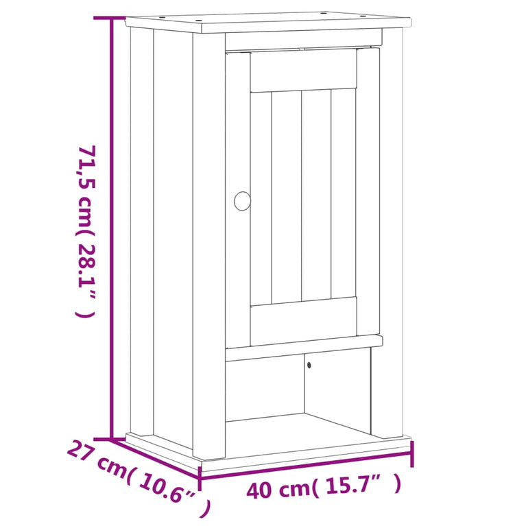Badkamerkast BERG 40x27x71,5 cm massief grenenhout wit MeubelReus