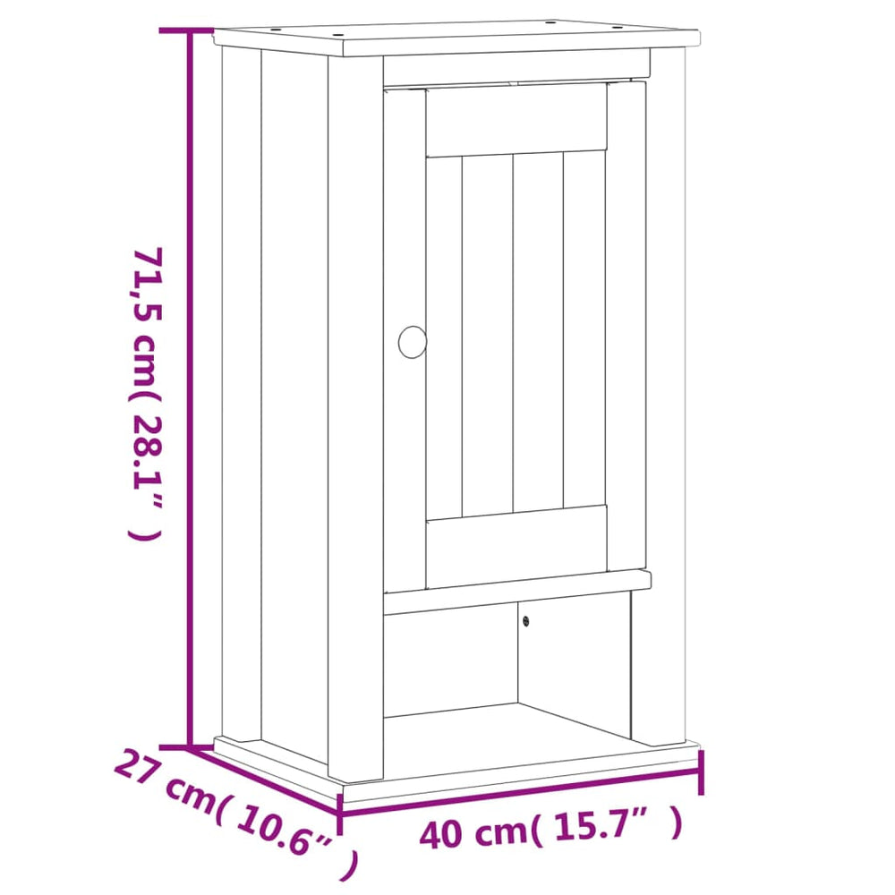 Badkamerkast BERG 40x27x71,5 cm massief grenenhout zwart MeubelReus