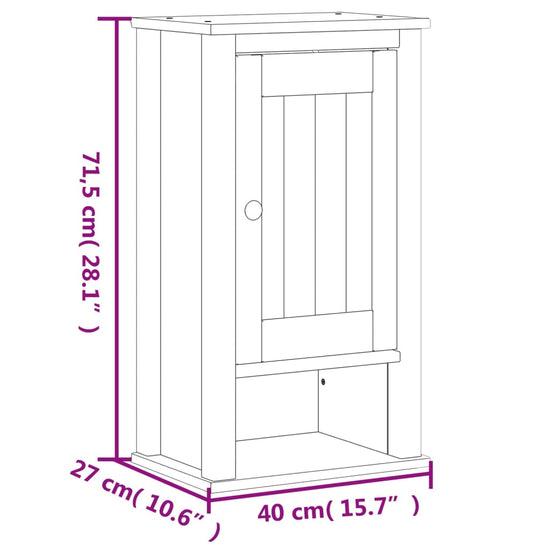 Badkamerkast BERG 40x27x71,5 cm massief grenenhout zwart MeubelReus